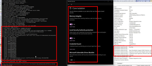Suspended threads in Windows 11 25h2 with VBS/HVCI