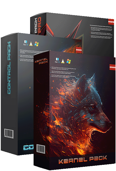 Our cybersecurity tools, Control Pack, Exploit Pack and Kernel Pack